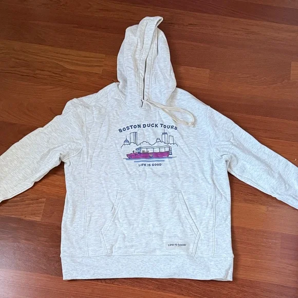 Life Is Good Light Gray Boston Duck Tours Hoodie - Picture 1 of 4